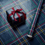 Christmas navy plaid classic holiday simple wrapping paper