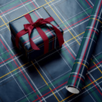 Christmas navy plaid classic holiday simple wrapping paper
