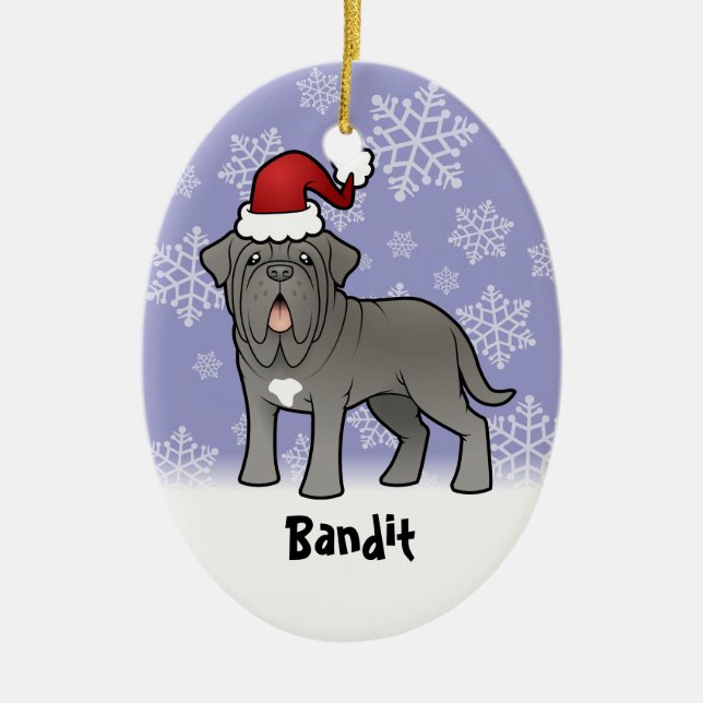 Christmas Neapolitan Mastiff Ceramic Ornament (Front)