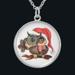 Christmas Necklace Gift Baby Owl with Gifts<br><div class="desc">Cute Baby Owl In Christmas Hat and Gift - Cartoon Bird Painting Funny Collection - Choose / Add Your Unique Text / Name / Color - Make Your Special Gift - Resize and move or remove / add elements - image / text with customization tool. Painting and Design by MIGNED....</div>