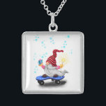 Christmas Necklace Gift Skater Gnome with Gifts<br><div class="desc">Happy Skater Gnome with Gifts and Sparkler - Funny - Merry Christmas Cartoon Drawing - Choose / Add Your Unique Text / Font / Color - Make Your Special Gift - Resize and move or remove and add elements / image with customization tool ! - Drawing and Design by MIGNED....</div>