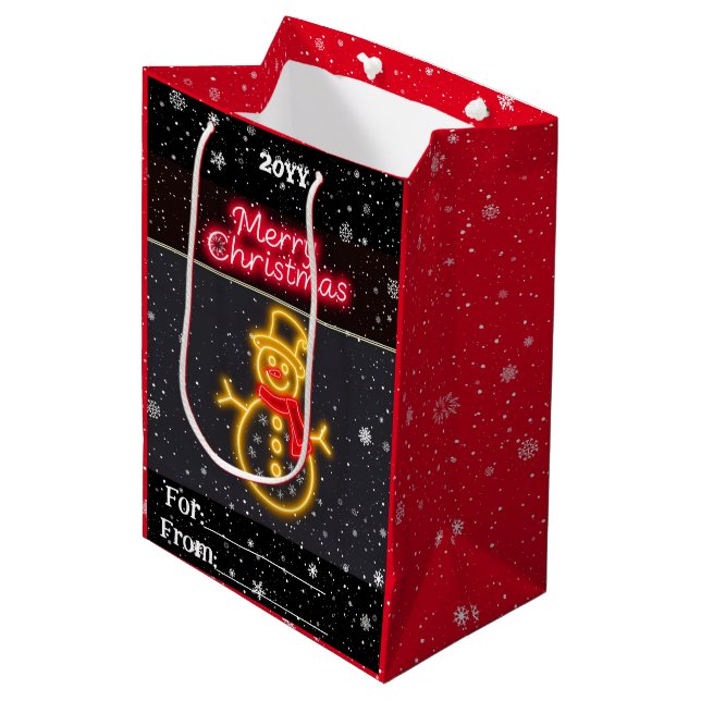 Christmas Neon Modern Holiday Collection Medium Gift Bag (Front Angled)
