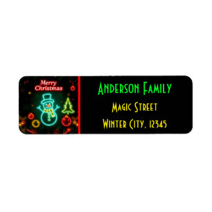 Christmas Neon Popular Holiday Collection Label