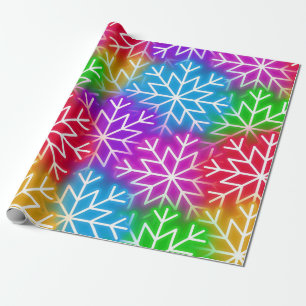 Christmas Neon Snowflakes Colorful Pattern Wrapping Paper