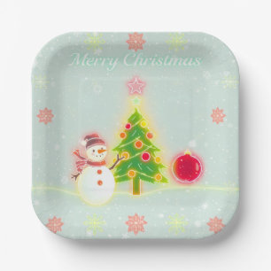 Christmas Neon Trendy Holiday Collection Paper Plates
