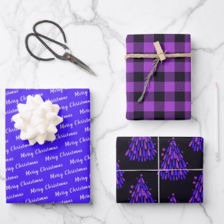 Christmas Neon Violet Wrapping Paper Sheets