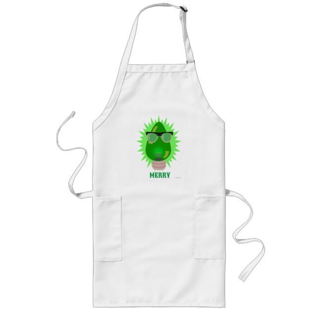 Christmas Nerd Cartoon Personalize Holiday Fun Long Apron (Front)