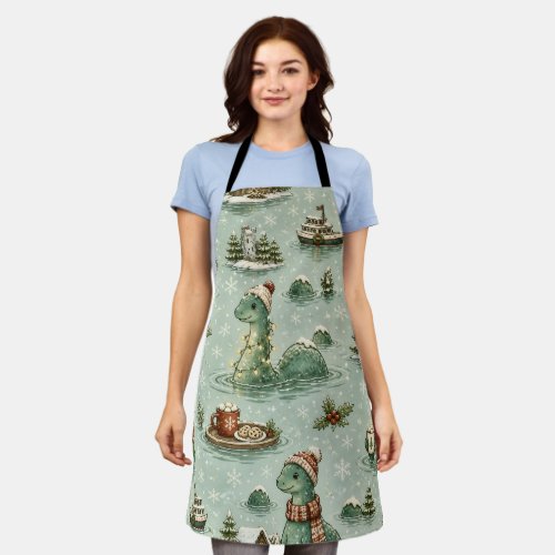 Christmas Nessie Loch Ness Monster Cozy Cryptids  Apron
