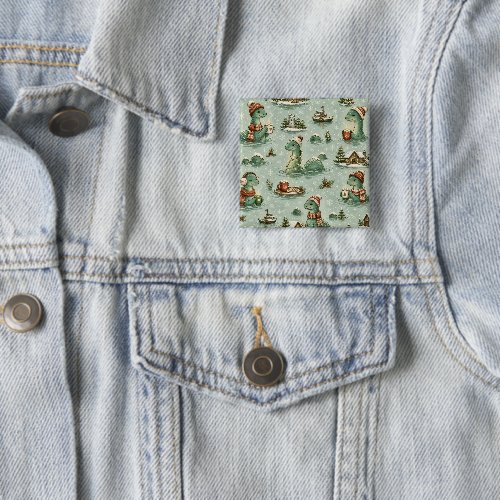Christmas Nessie Loch Ness Monster Cozy Cryptids Button