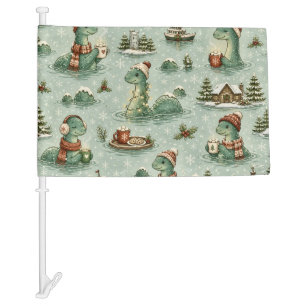 Christmas Nessie Loch Ness Monster Cozy Cryptids  Car Flag