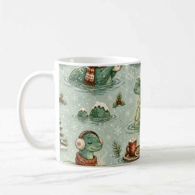 Christmas Nessie Loch Ness Monster Cozy Cryptids  Coffee Mug (Left)