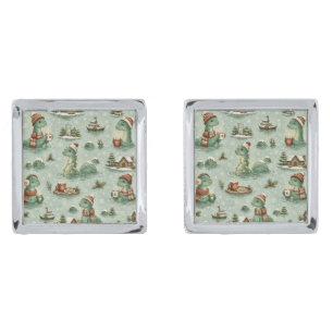 Christmas Nessie Loch Ness Monster Cozy Cryptids Cufflinks