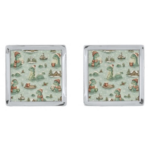 Christmas Nessie Loch Ness Monster Cozy Cryptids  Cufflinks
