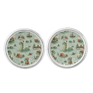 Christmas Nessie Loch Ness Monster Cozy Cryptids Cufflinks