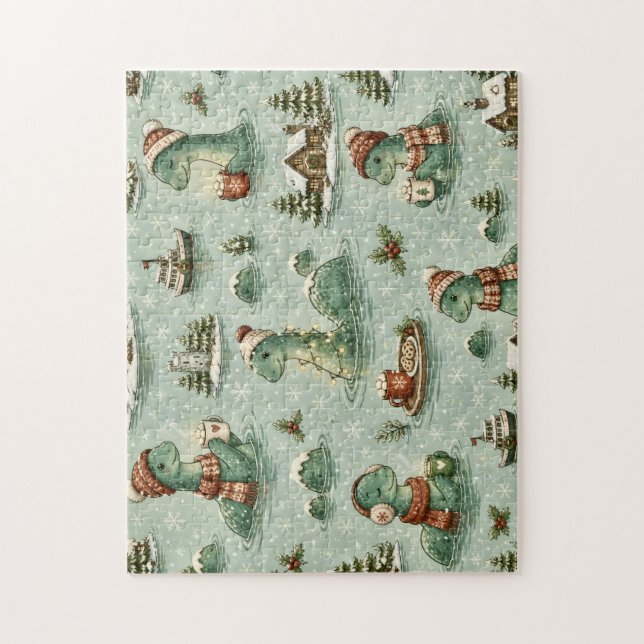 Christmas Nessie Loch Ness Monster Cozy Cryptids  Jigsaw Puzzle (Vertical)