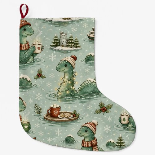 Christmas Nessie Loch Ness Monster Cozy Cryptids Large Christmas Stocking