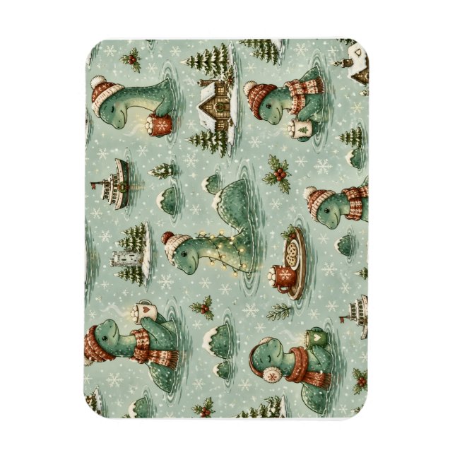 Christmas Nessie Loch Ness Monster Cozy Cryptids  Magnet (Vertical)