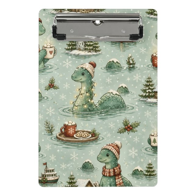 Christmas Nessie Loch Ness Monster Cozy Cryptids  Mini Clipboard (Front)