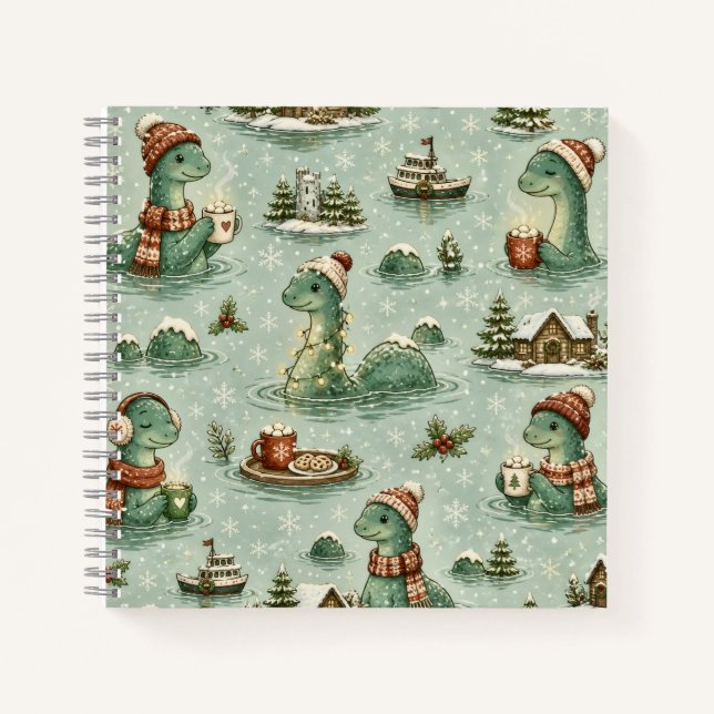 Christmas Nessie Loch Ness Monster Cozy Cryptids  Notebook (Front)