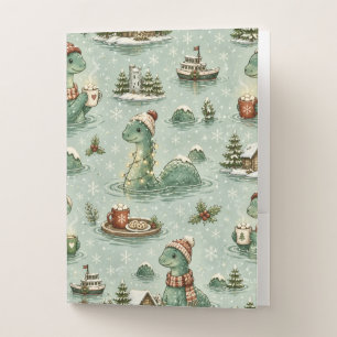 Christmas Nessie Loch Ness Monster Cozy Cryptids Pocket Folder