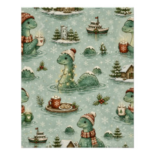 Christmas Nessie Loch Ness Monster Cozy Cryptids Poster