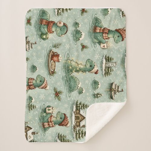 Christmas Nessie Loch Ness Monster Cozy Cryptids Sherpa Blanket