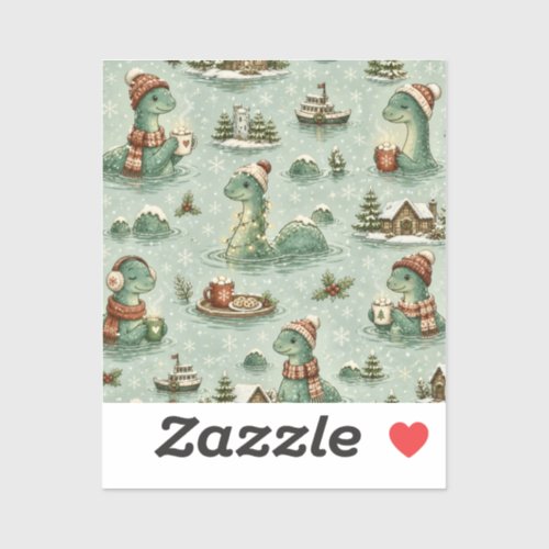 Christmas Nessie Loch Ness Monster Cozy Cryptids  Sticker