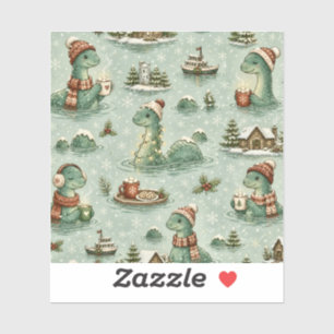 Christmas Nessie Loch Ness Monster Cozy Cryptids  Sticker