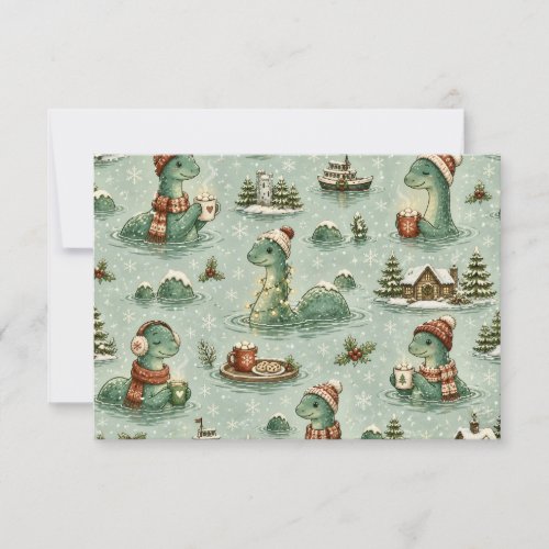 Christmas Nessie Loch Ness Monster Cozy Cryptids Thank You Card