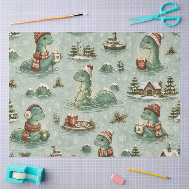 Christmas Nessie Loch Ness Monster Cozy Cryptids  Tissue Paper (Craft)