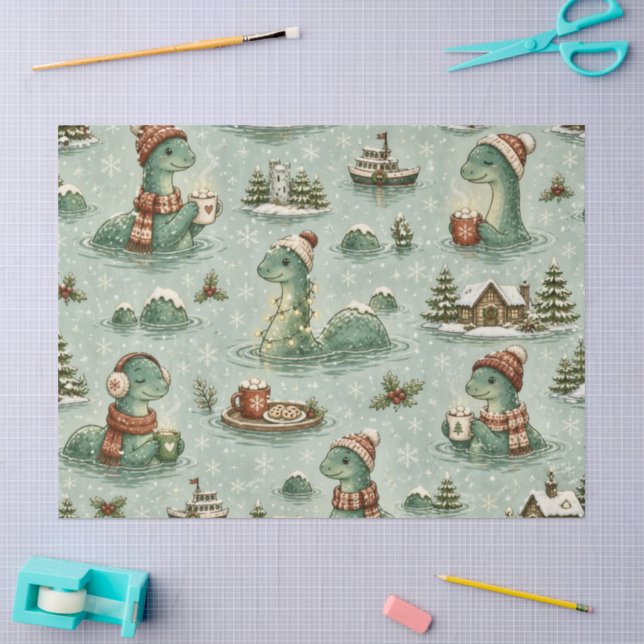 Christmas Nessie Loch Ness Monster Cozy Cryptids  Tissue Paper (Craft)