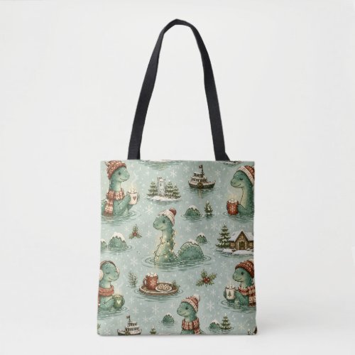 Christmas Nessie Loch Ness Monster Cozy Cryptids  Tote Bag