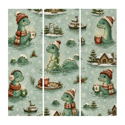 Christmas Nessie Loch Ness Monster Cozy Cryptids Triptych