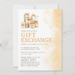 Christmas Neutral Watercolor Gift Exchange Invitation