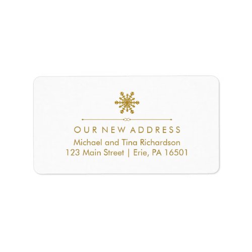 Christmas New Address Glam Gold Snowflake Label