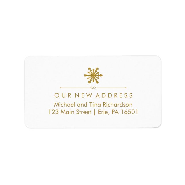 Christmas New Address Glam Gold Snowflake Label (Front)