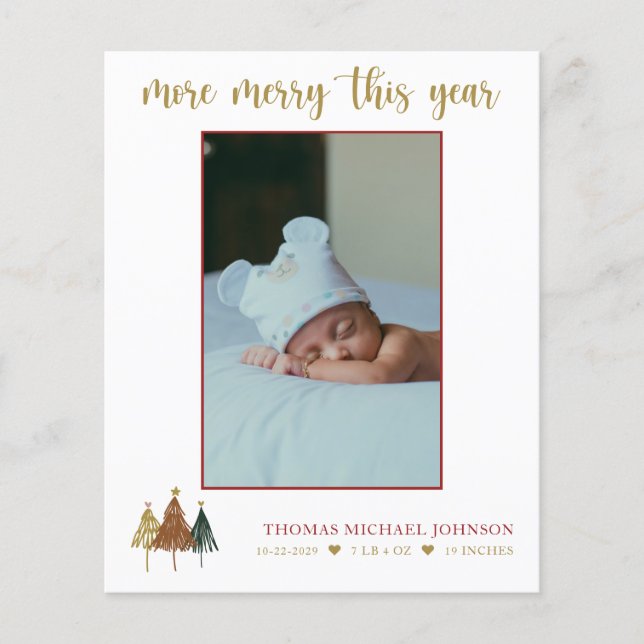 Christmas New Baby Birth Announcement Card (Front)