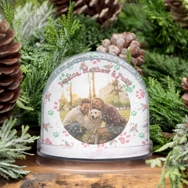 Christmas New Dog Parents Customize Photo Snow Globe (Winter)