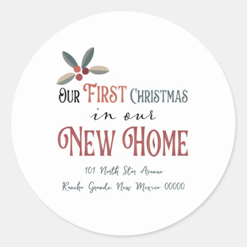 Christmas New Home Change of Address Classic Round Sticker