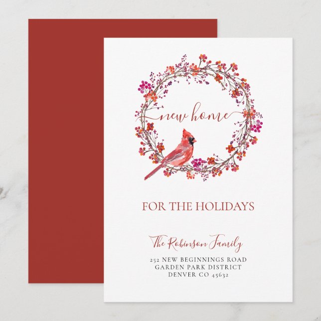 Christmas new home for the holidays moving announcement (Front/Back)