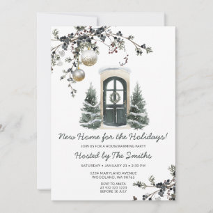 Christmas New Home Green Winter Housewarming Party Invitation