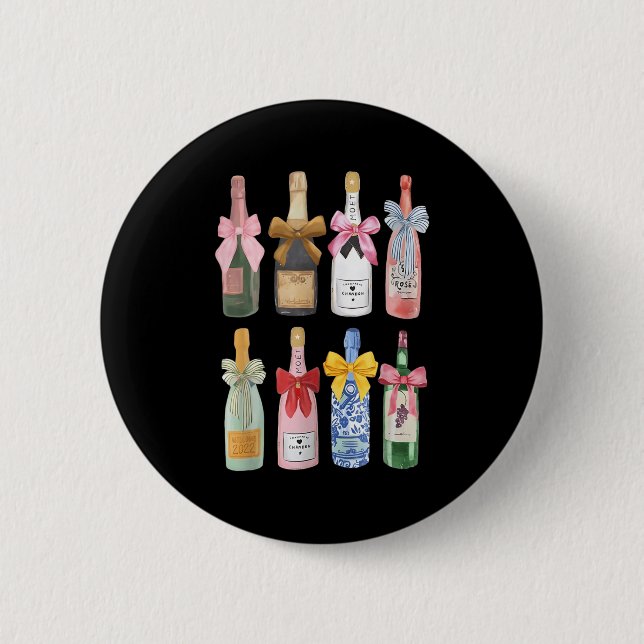 Christmas New Year Champagne Gl Coquette Bot-tle M Button (Front)