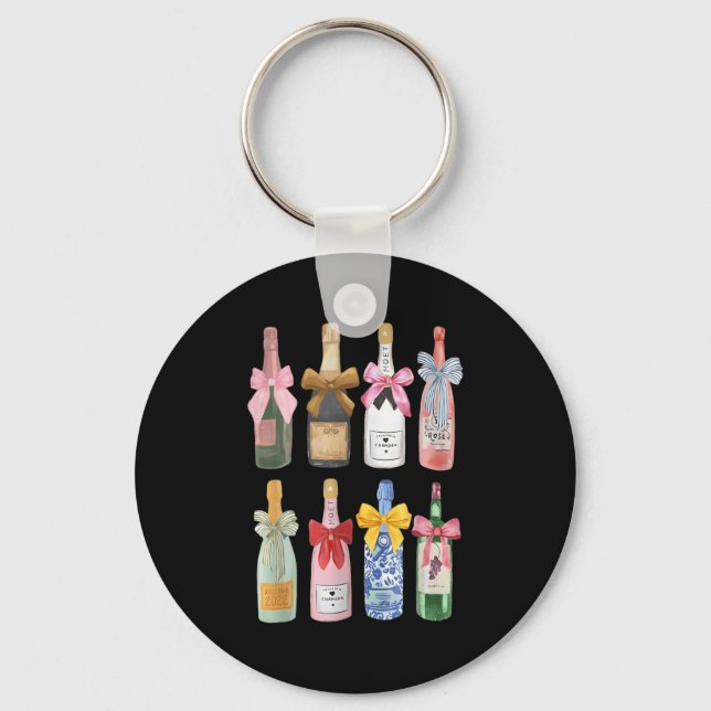 Christmas New Year Champagne Gl Coquette Bot-tle M Keychain (Front)