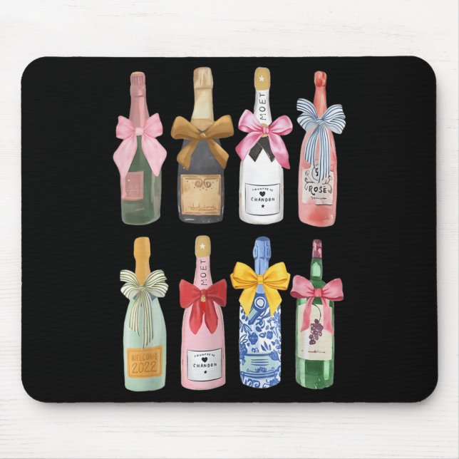 Christmas New Year Champagne Gl Coquette Bot-tle M Mouse Pad (Front)