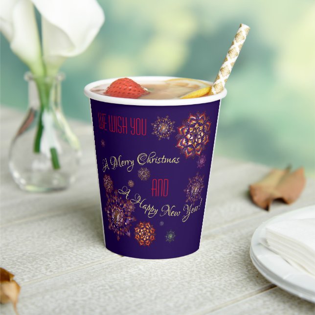 Christmas-new year- colorful and bright snowflakes paper cups (Insitu)