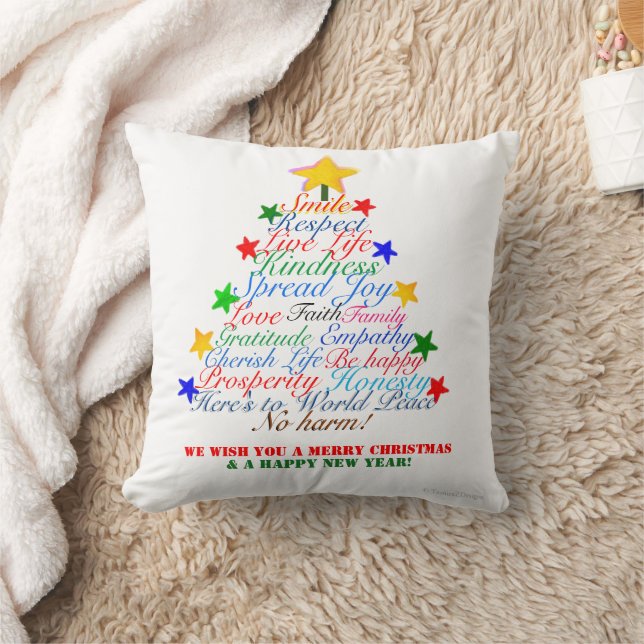 Christmas New Year Colorful Stars FAMILY NAME Throw Pillow (Blanket)