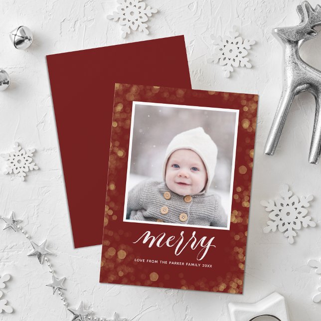 Christmas New Year Confetti | Gold Elegant Photo Holiday Card (Creator Uploaded)