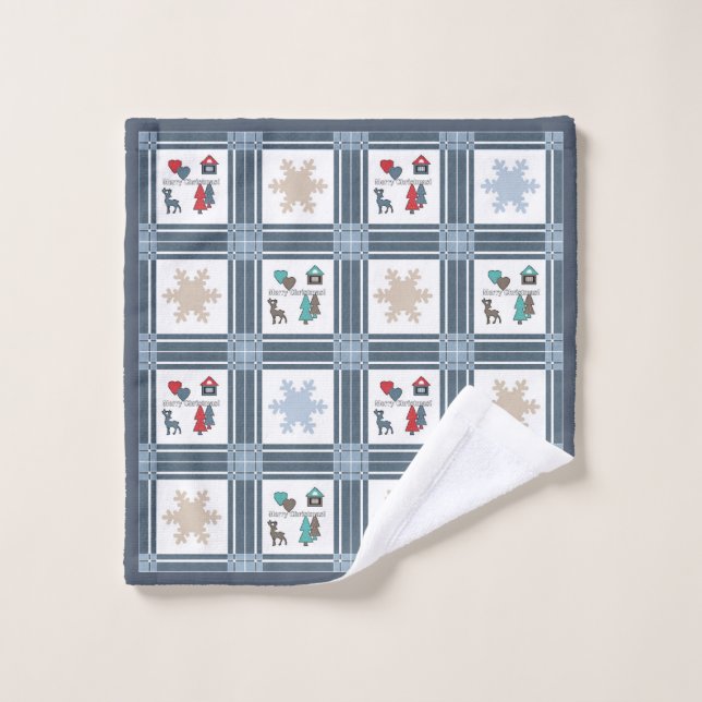 Christmas, new year, deer bath towel set (Wash Cloth)