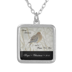 Christmas & New Year Greeting - Mourning Dove Silver Plated Necklace