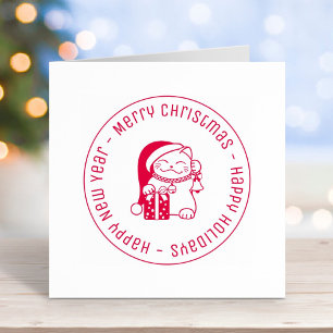 Christmas New Year Holidays Cat Self-inking Stamp